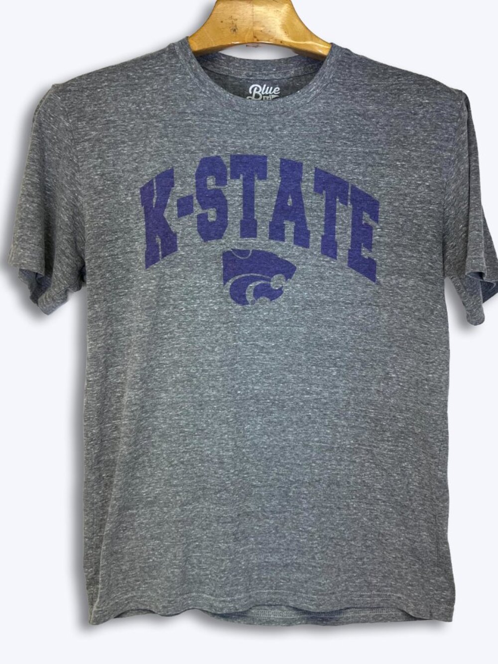 Kansas State Wildcats K-State T-Shirt Mens Medium Gray NCAA Blue 84 EMAW KSU Tee